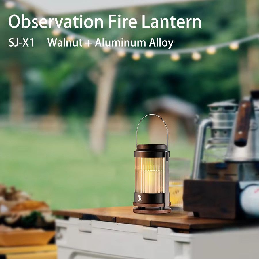 TARKA Outdoor-Laternen-Set aus Holz und Aluminiumlegierung in Schwarz - Bild 2