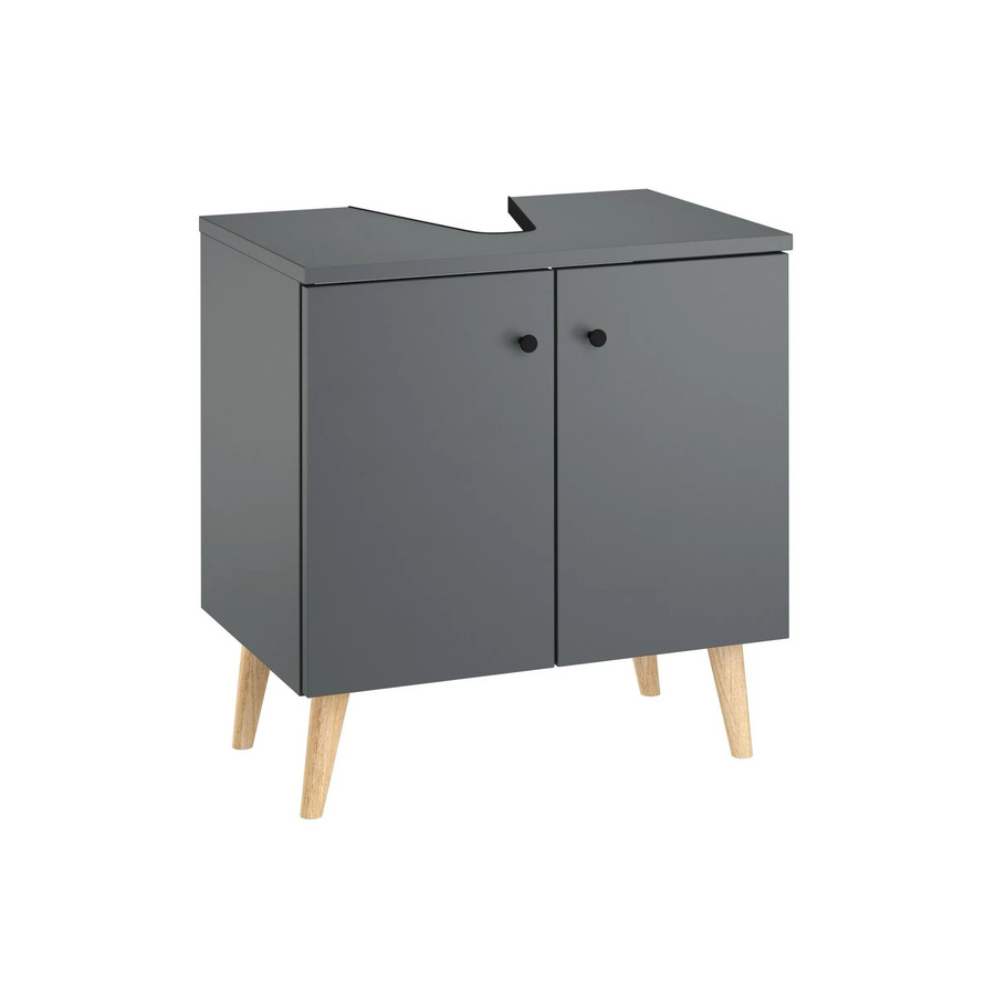 Erst-Holz Unterschrank Waschtisch Grau Eiche Matt Wandmontage mit Füßen - Bild 2