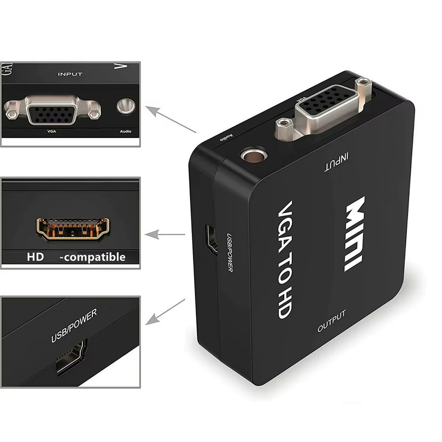KOJESHUN VGA zu HDMI Adapter mit Audio für Laptop und PC auf HDTV oder Projektor, Full HD 1080P, Schwarz oder Weiß - Bild 5