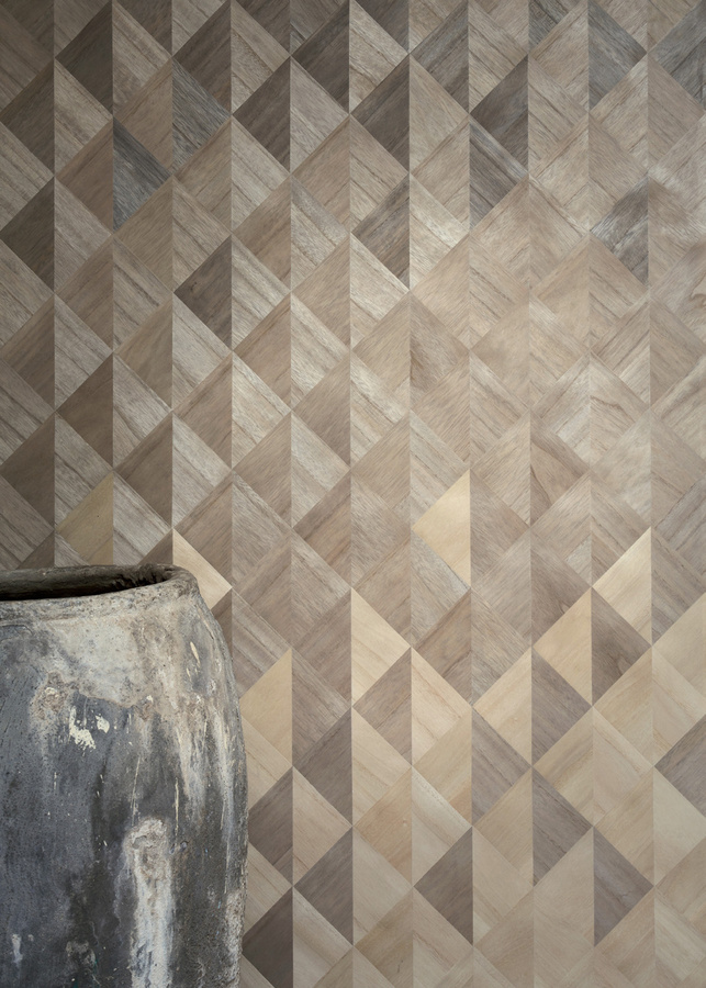 CMO Paris Tapete Bois Dégradé in Silber und Grau mit abstraktem geometrischem Design aus Vlies - Bild 1