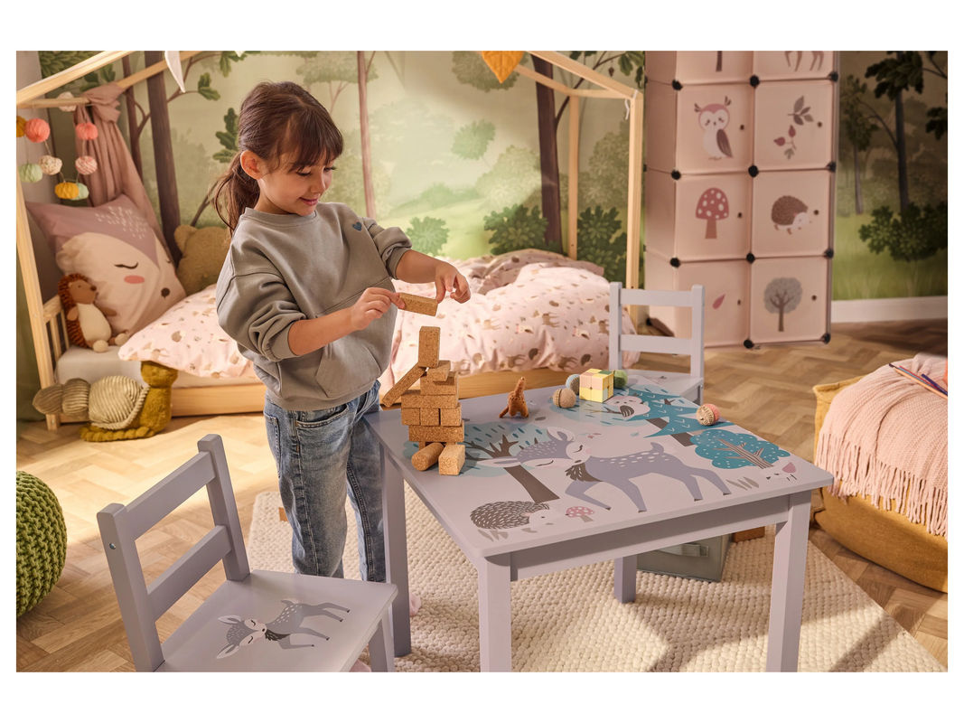 LIVARNO Kindertisch mit 2 Stühlen aus Holz in Pink, B/T/H: 60 x 50 x 35 cm - Bild 2