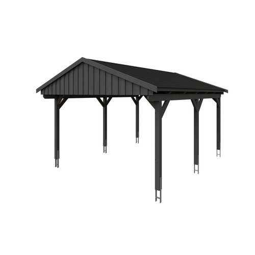 Skan Holz Carport Fichtelberg aus Fichte Leimholz in Schiefergrau mit spitzer Dachform und Dachschindeln B/T: 423 x 566 cm, Höhe: 326 cm - Bild 3
