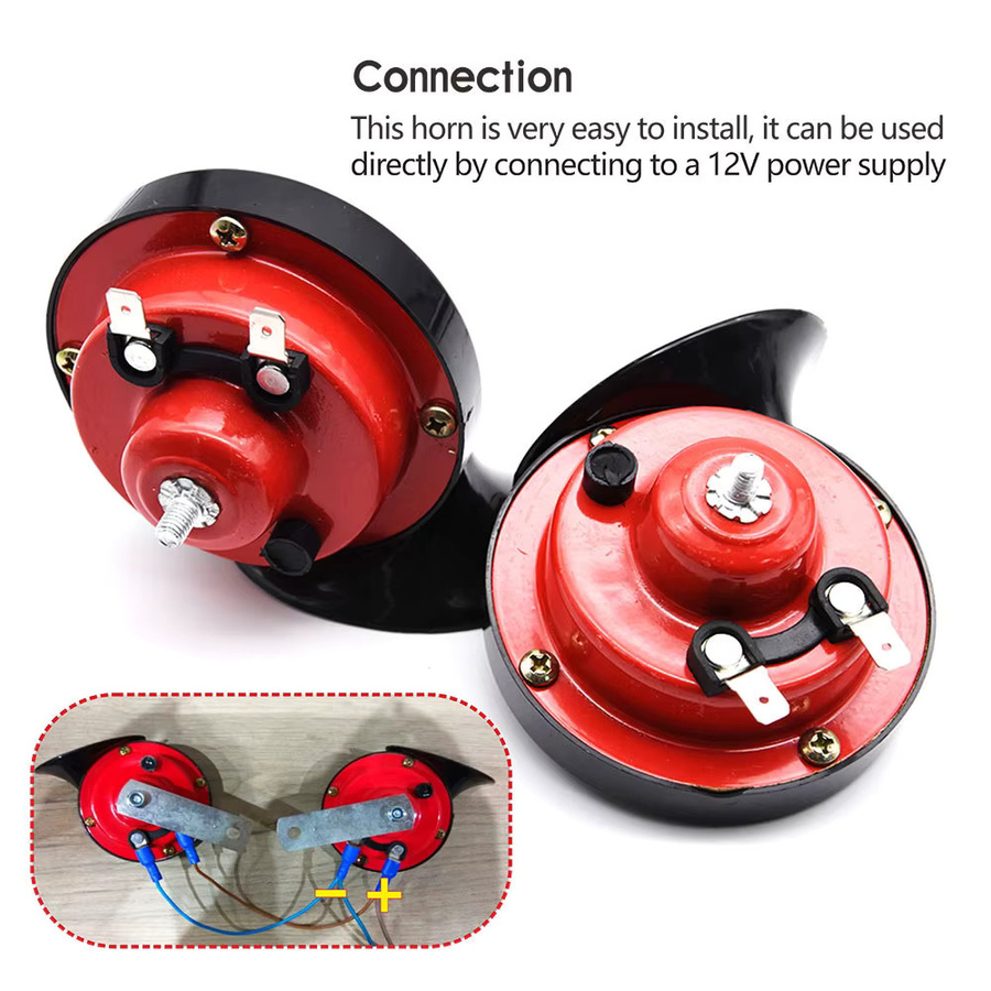 Hella Schneckenhorn Autohupe Set 12V 115dB in Chrom und Silber mit Rot - Bild 5