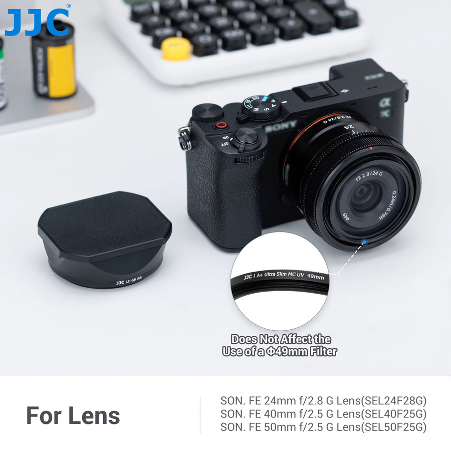 JJC Gegenlichtblende in Schwarz für Sony FE 24 mm f/2,8 G (SEL24F28G), FE 40 mm f/2,5 G (SEL40F25G) und FE 50 mm f/2,5 G (SEL50F25G) Objektive - Bild 2