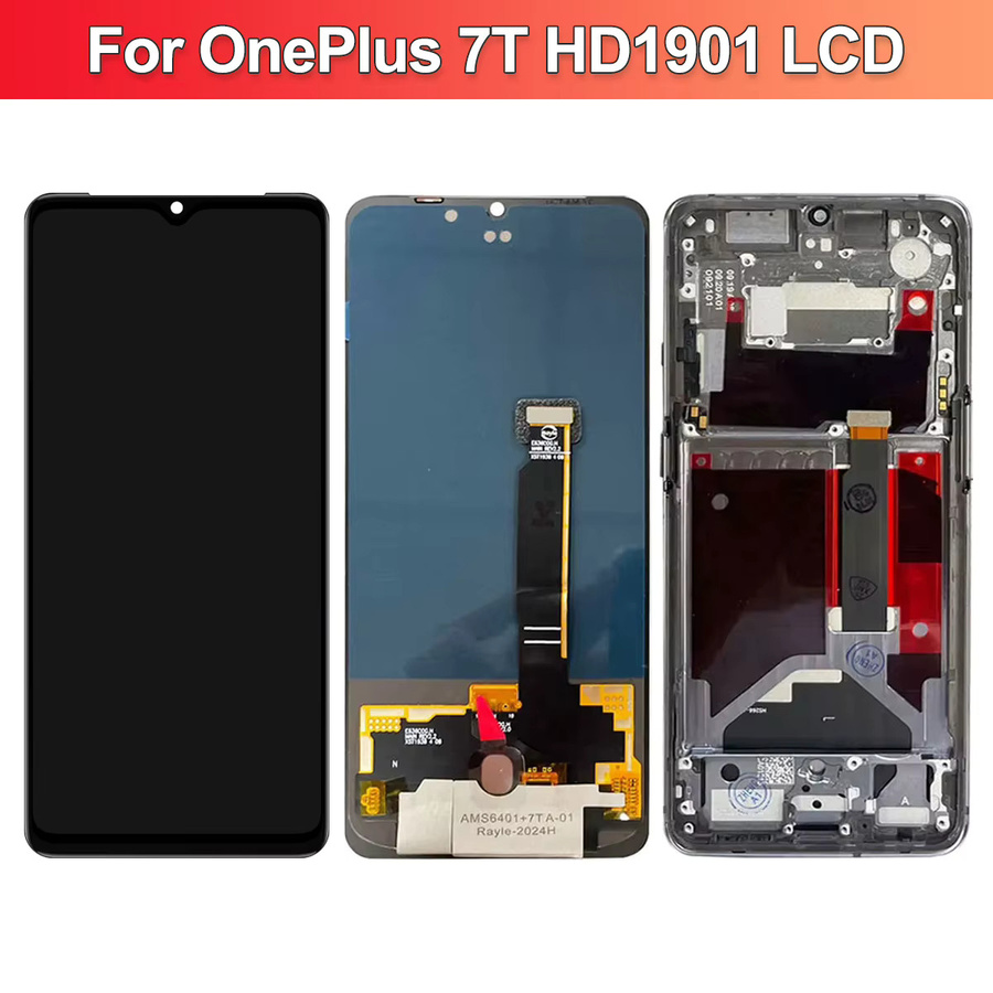 OnePlus 7T LCD Display Touchscreen Digitizer Montage mit Rahmen in Schwarz - Bild 4
