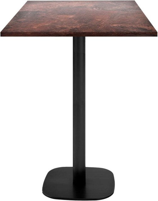 RestooTab Stehtisch Round quadratisch in Dekor Stein und Holz mit schwarzem Gestell, B/T/H: 60 x 60 x 113 cm - Bild 1