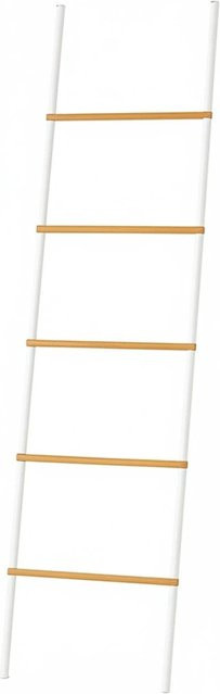Relaxdays Handtuchleiter aus Bambus und Eisen in Weiß, H: 164 cm, B: 45 cm, T: 2 cm - Bild 1