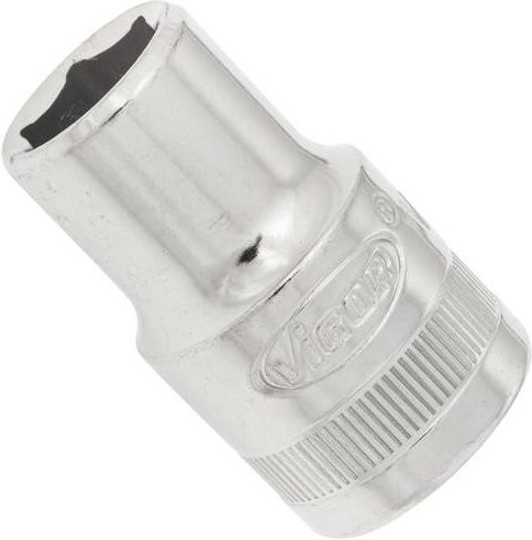Vigour Steckschlüsseleinsatz V2603N mit 1/2 Zoll Innenvierkant und 12 mm Außensechskant Profil in Silber, Gesamtlänge: 3,8 cm - Bild 1
