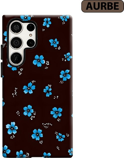 Stoßfeste Handyhülle mit blauem Retro-Blumenmuster für Samsung Galaxy S26 S25 S24 S23 Ultra Plus, robuste Doppelschicht-Schutzhülle - Bild 1