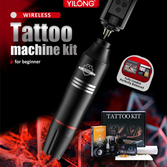 YILONG Tattoo Kit, Professionelle Tattoo Maschine, Drahtlos - Bild 1