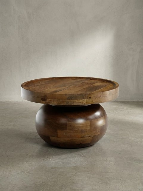 Runder Couchtisch aus Massivholz Mango von KADIMA DESIGN in Braun, B/T/H: 50 x 50 x 30,5 cm - Bild 1