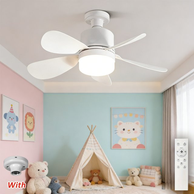 TLEDMP Geräuschloser E27 Deckenventilator mit Fernbedienung und Licht in Weiß - Bild 1