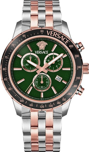 Versace Chronograph, Quarz, Edelstahl, Grün, 44 mm, Herren - Bild 1