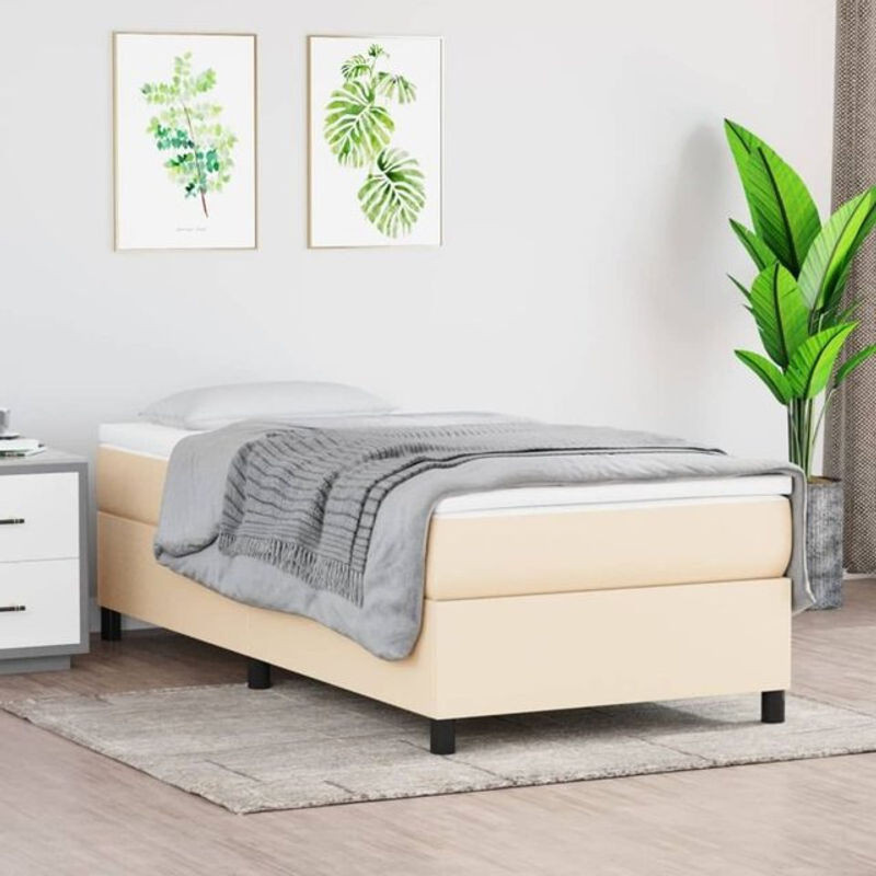 vidaxl Boxspringbett mit Matratze in Beige aus Stoff, B/T/H: 90 x 200 x 35 cm - Bild 1