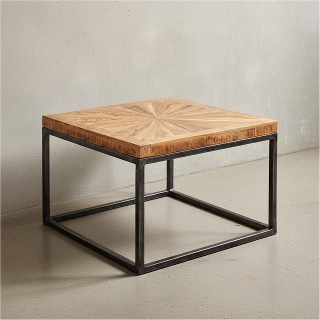 KADIMA DESIGN Couchtisch aus Mangoholz in Braun mit modernem Design und quadratischer Form, B/T/H: 55 x 55 x 40 cm - Bild 1