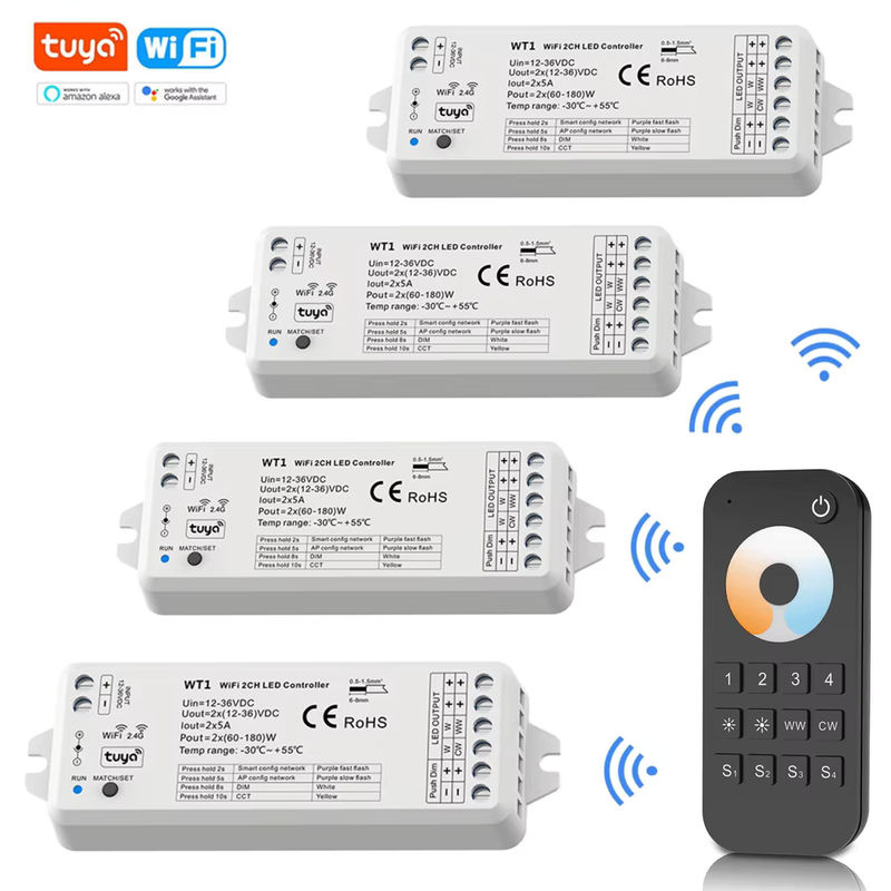 teopek COB LED Streifen 24V CCT mit Tuya Wifi Controller, Smart Life Alexa Google kompatibel, 608 LED/m, RA90, Weiß, inklusive 2,4G RF Touch Fernbedienung - Bild 4