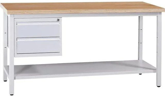 PROREGAL Werkbank Cricket mit 2 Schubladen und Ablageboden, Grau-Buche, H x B x T: 84 x 120 x 60 cm - Bild 1