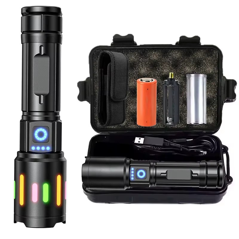 Mikenoon LED-Taschenlampe mit Zoom und USB-Wiederaufladung, Schwarz, Metall - Bild 6
