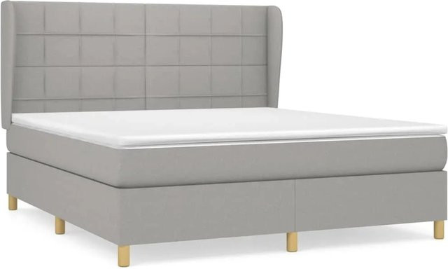 vidaXL Boxspringbett mit Matratze Hybrid-Design in Hellgrau, B/T/H: 180 x 200 x 183 cm - Bild 1