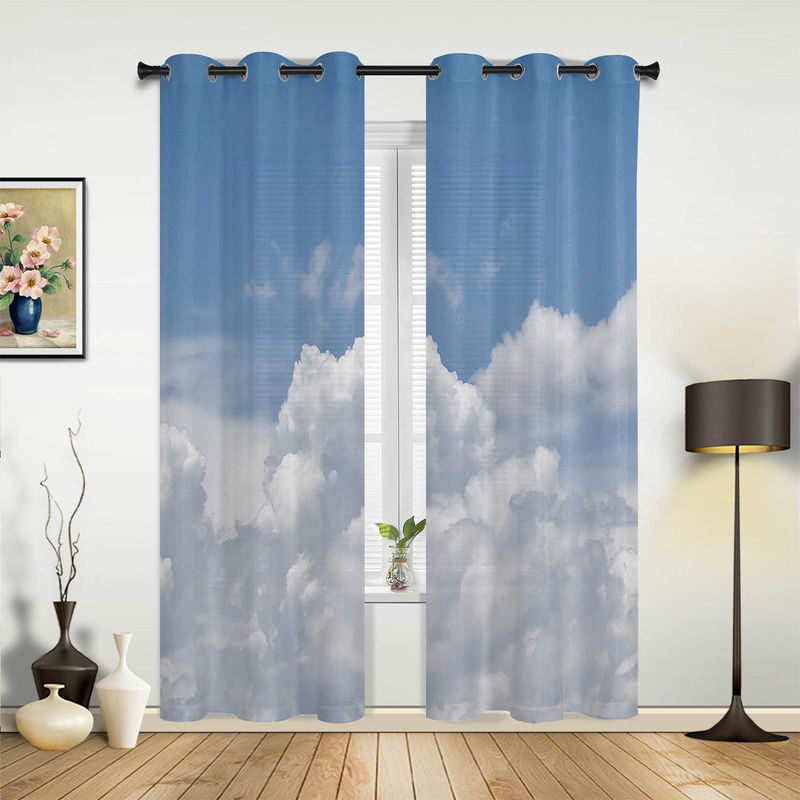 Super Six Himmel Wolken Fenstervorhänge Grau, semi-transparent Stoffdraperie für Wohnzimmer und Schlafzimmer, Breite: 135 cm, Höhe: 60 cm - Bild 2