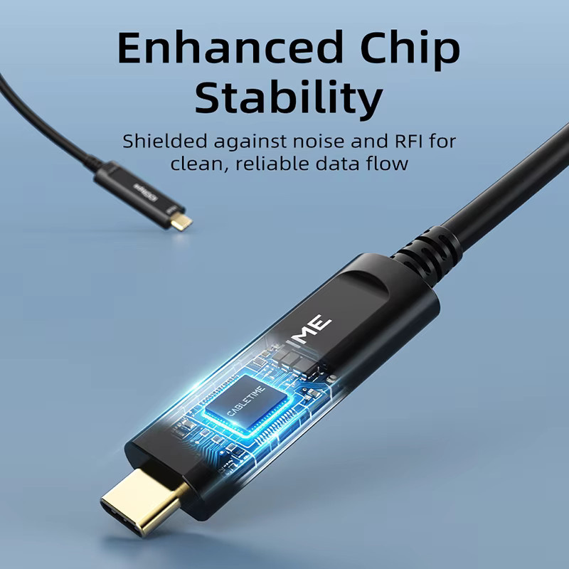 CABLETIME USB C 3.2 Gen 2 Aktives Optisches Datenkabel AOC-Faser-Datenübertragung in Schwarz für Gaming, VR und Kameras mit 10 Gbit/s - Bild 4
