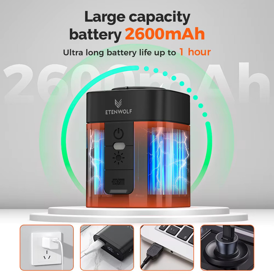 ETENWOLF AIR 3 Kabellose Elektrische Luftpumpe mit Campinglampe für Outdoor, Pool und Schlafmatten, 2600mAh - Bild 3