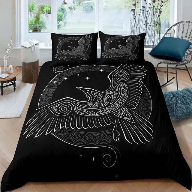 Monika Chen Bettwäsche Set mit Wikinger Wolf und keltischem Symbol, Schwarz, B/H: 150 x 200 cm - Bild 1