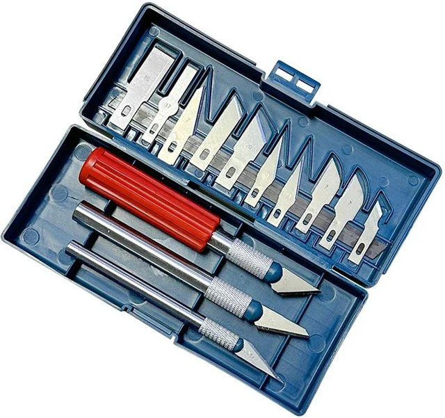 LeFavor 13in1 Metall-Schnitzmesser im Stiftstil aus rostfreiem Stahl und Aluminiumlegierung in Silber für DIY-Präzisionsarbeiten und Papierschnitte - Bild 1