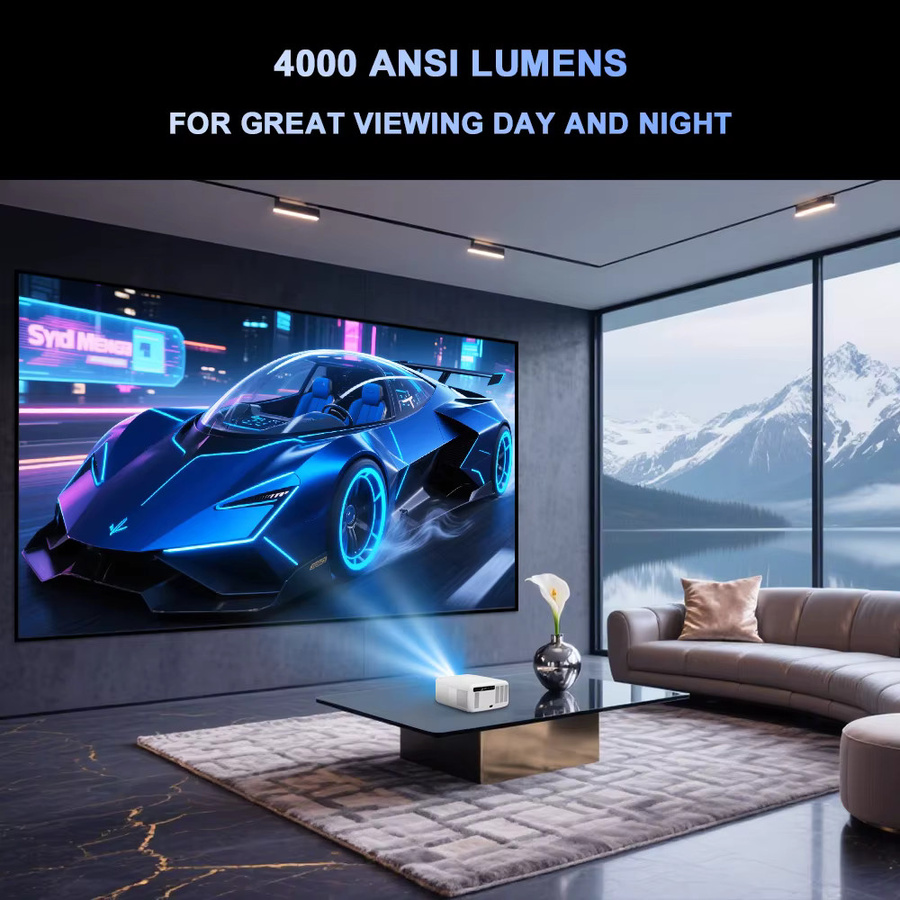 Flixtone D10S Smart Heimkino-Videoprojektor mit Android 15, 4K HDR10+, 4000 ANSI, Autofokus und Keystone-Korrektur, Weiß - Bild 2