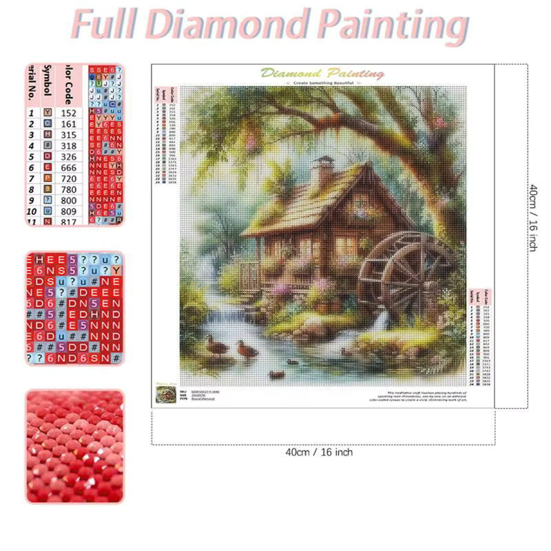 CHENISTORY Diamantmalerei 5D Landschaft mit Blumen als Mosaik-Stickerei zur Wanddekoration, Mehrfarbig, B/H: 25 x 25 cm - Bild 1