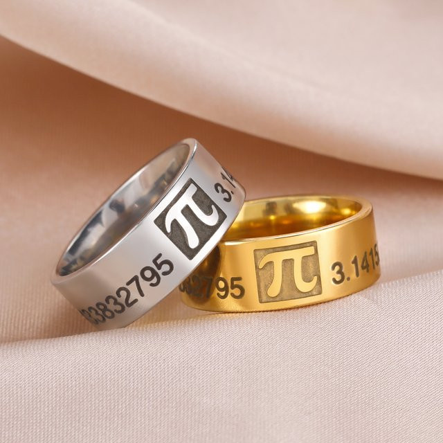lemegeton Edelstahlring, Pi Symbol, Silber, Unisex - Bild 1