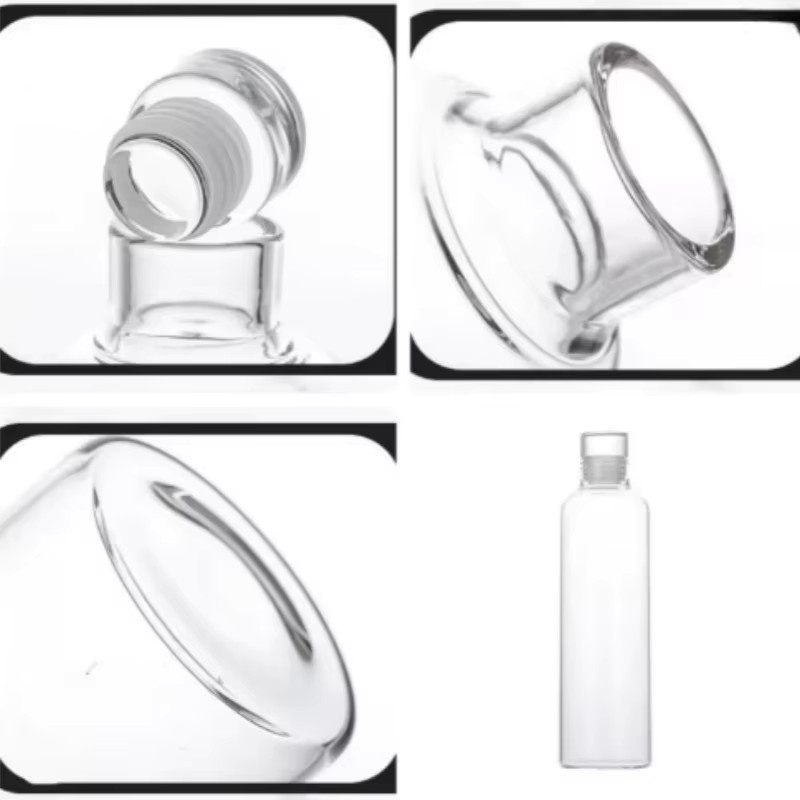 Tragbare Glas Wasserflasche für Outdoor und Sport, transparent und grün, mit Schraubverschluss - Bild 4