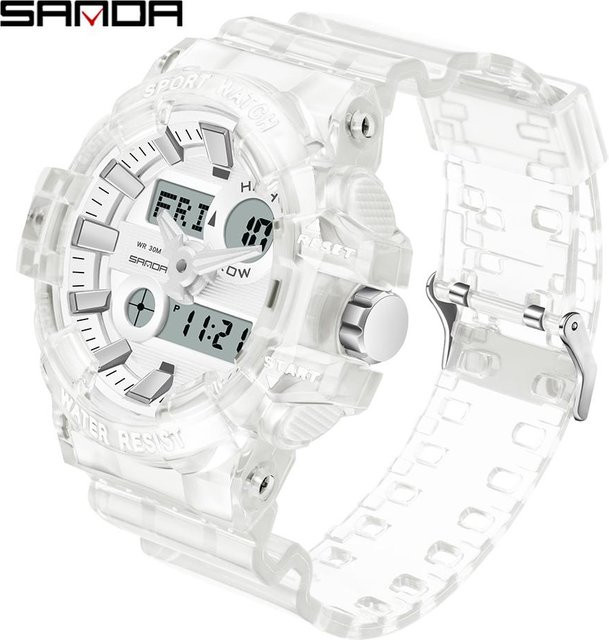 Sanda Digitaluhr, Quarz, Kunststoff, Weiß, Unisex - Bild 1