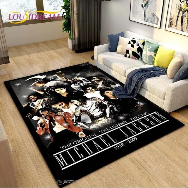 MINISO Teppich mit abstraktem Design, schwarz, rutschfest und waschbar, B/T: 120 x 80 cm - Bild 1