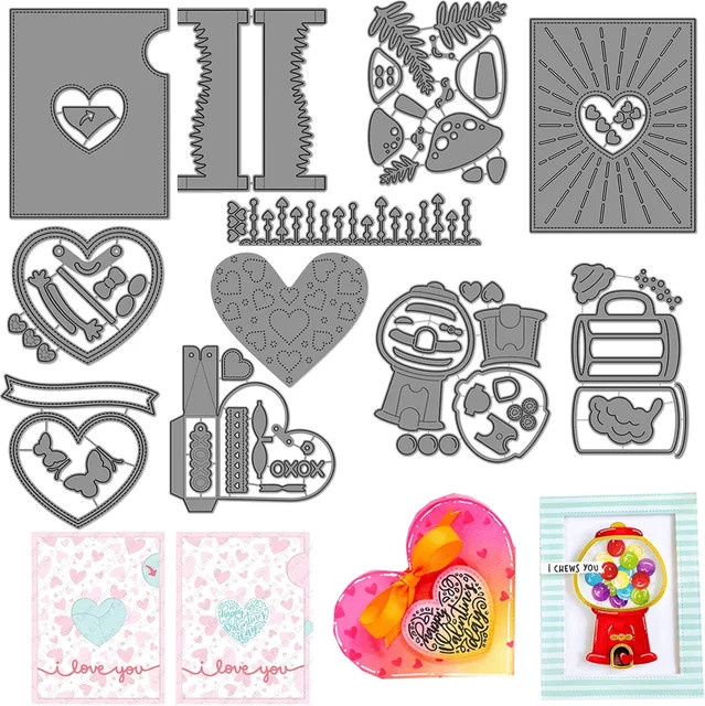 Metall-Stanzformen Herzbeutel und Add-On für Scrapbooking und DIY-Hochzeitskarten in Silber - Bild 1