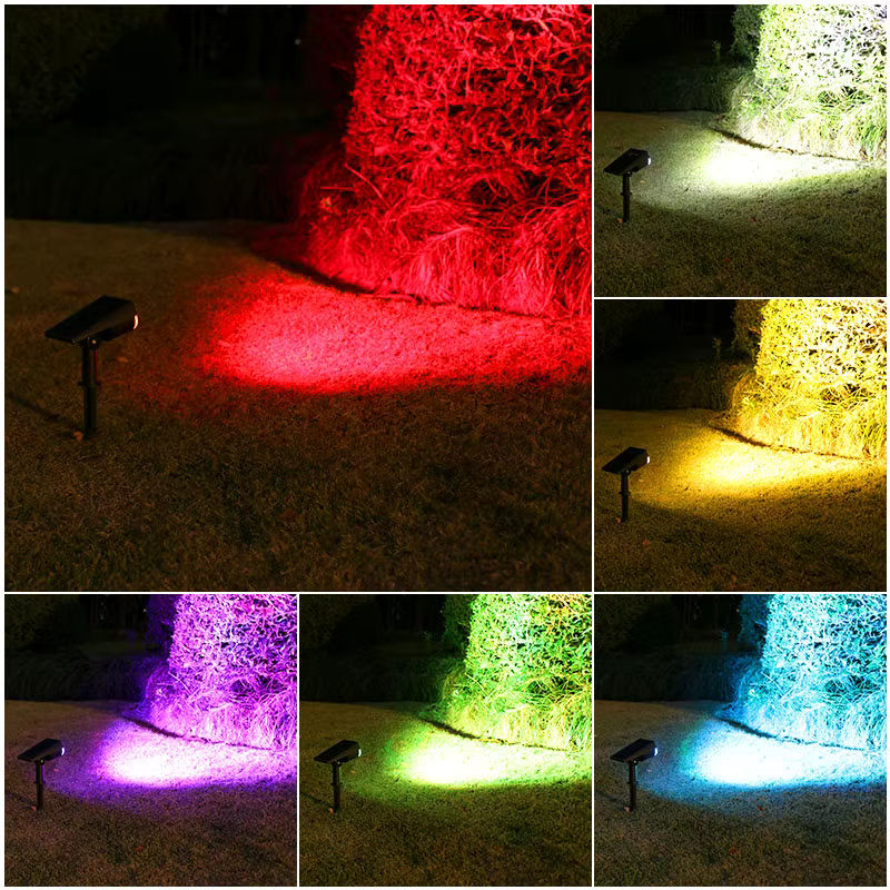 SHENZHITECH Solar LED Außenstrahler mit Farbwechsel, Wasserdichtes Solar-Landschaftslicht für Garten und Terrasse, Schwarz, RGB Multicolour - Bild 6
