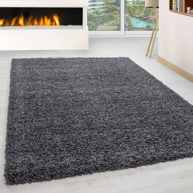Hochflorteppich Kadima Design RHEIN, einfarbig, Grau, B/T: 60 x 110 cm - Bild 1