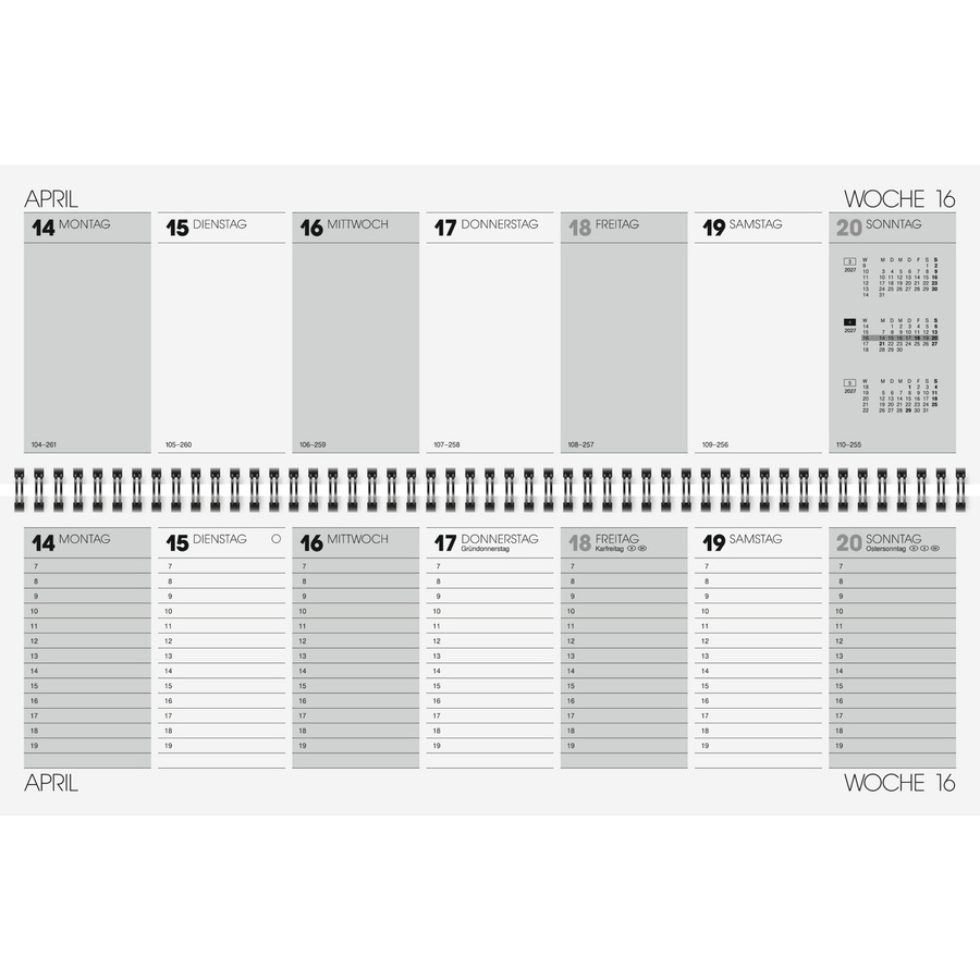 Brunnen Glocken Querkalender 2027 Wandkalender in Grau und Schwarz B: 42,0 cm, H: 29,7 cm - Bild 2