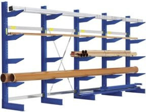 Bito Kragarmregal Set NT850 IPE140 TypS in Enzianblau mit 5 Ständern, H: 250 cm, L: 431,6 cm, T: 99 cm - Bild 1