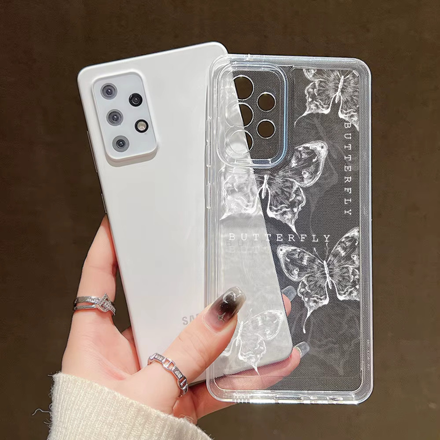 Weiche Samsung Handyhülle mit weißem Schmetterlings-Design für verschiedene Samsung Galaxy Modelle - Bild 2