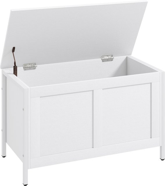 HOMCOM Aufbewahrungstruhe als Aufbewahrungsbank mit Sicherheits-Scharnier-Deckel, Weiß mit Holzmaserung, B/T/H: 80 x 40 x 50 cm - Bild 1