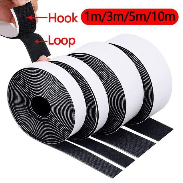 Selbstklebendes Klettband aus Nylon in Schwarz, 10 m Länge, Breite: 50 mm - Bild 1