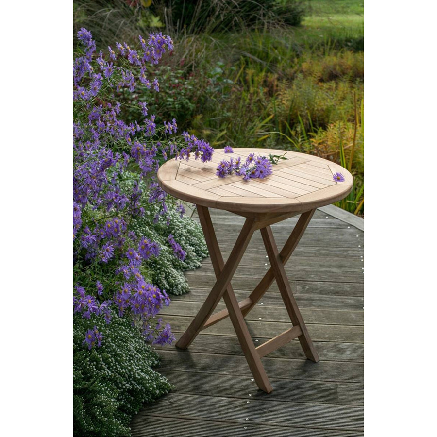 riess-ambiente Gartentisch EMPIRE TEAK aus massivem Teakholz, rund, klappbar, braun, Durchmesser: 70 cm, Höhe: 75 cm - Bild 3