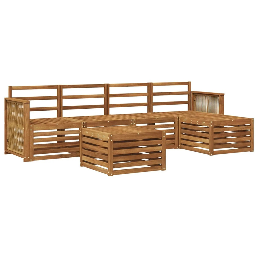 vidaXL Outdoor-Sofagarnitur aus Akazienholz mit 6 Teilen in Braun und Beige inklusive Kissen für Garten und Terrasse - Bild 2