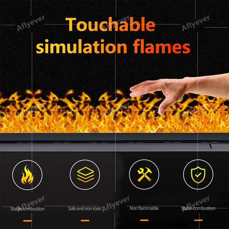 AFLYEVER 3D-Flammen-Dampfkamin mit Fernsteuerung in Schwarz aus Glas - Bild 3