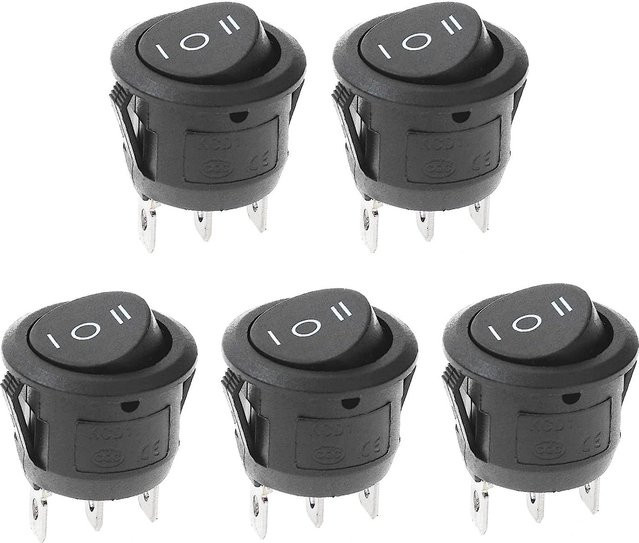 10 Stück KCD1 Wippschalter von ELEABC, 12 V, 3 Pin, 3 Position ON-OFF-ON, 10 A/125 V DC, SPDT Rund-Kippschalter - Bild 1