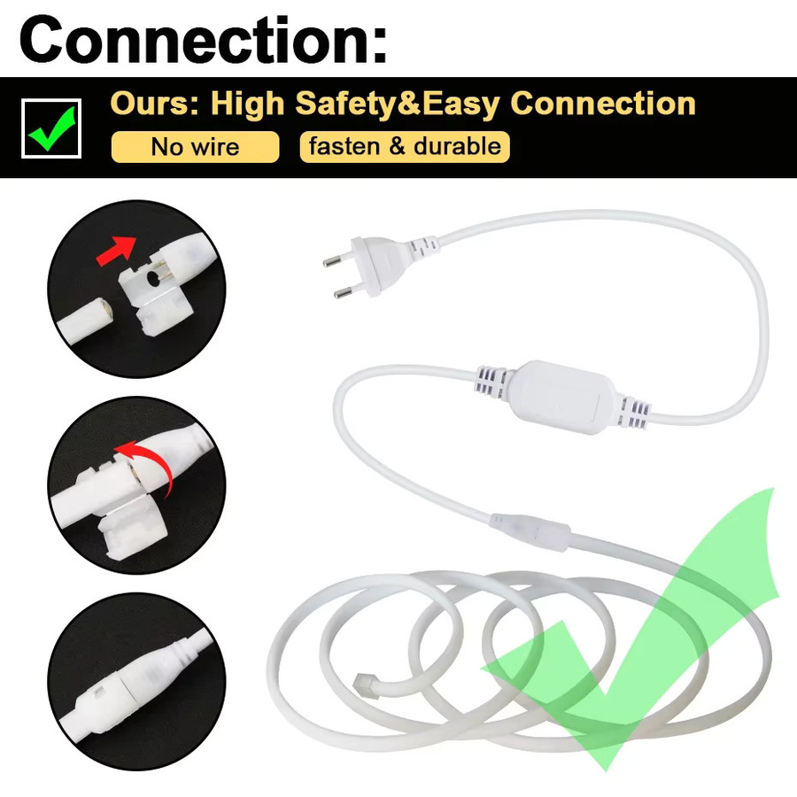 FastDeng Dimmer-Stecker mit 4-Tasten-Touch-Funktion für COB-LED-Streifenleuchten, EU-Netzstecker 220V, Weiß - Bild 3