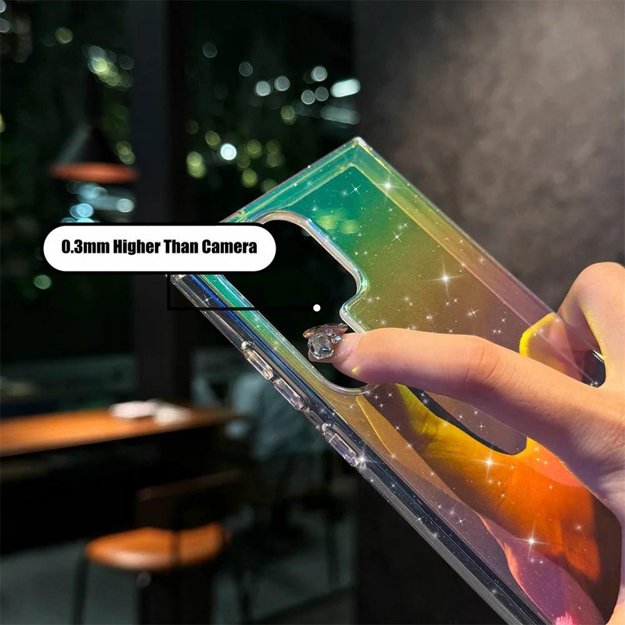 Glitzer Aurora Magnetische Acrylhülle mit Laser-Farbverlauf für Samsung Galaxy S24 Ultra S23 S24 FE S22 Plus Transparent Multicolour - Bild 2