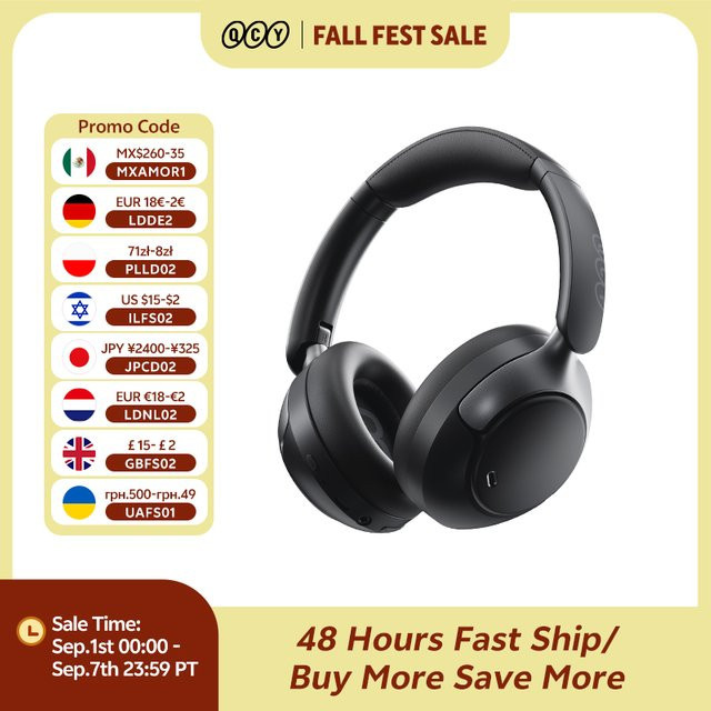 QCY H3 Pro ANC Over-Ear Bluetooth Kopfhörer mit 50dB Geräuschunterdrückung, Hi-Res Spatial Audio und LDAC Unterstützung - Bild 1