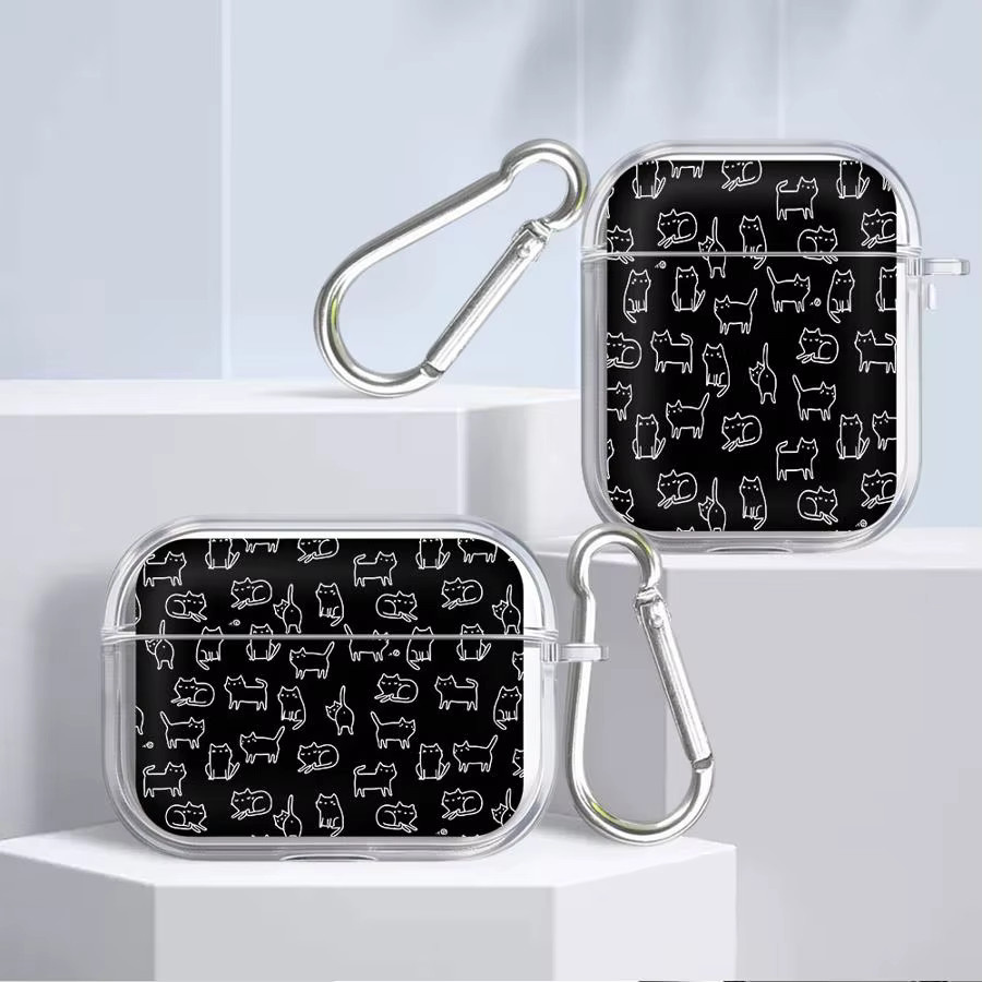 Transparente Kopfhörerhülle mit Cat-Line-Design für Apple AirPods Pro und AirPods 4 - Bild 1